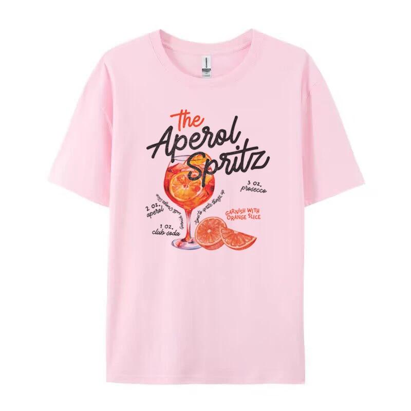 Aperol Spritz Retro Cocktail Graphic Tees Women Cute Alcohol Drink T Shirt Loose Cotton Printed TShirts Unisex Vintage Top Gift
