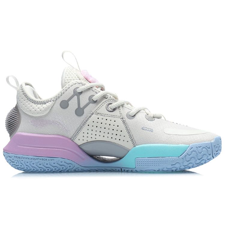 Li Ning All City 9 Wade Амортизирующие Нескользящие Износостойкие Низкие Баскетбольные Кроссовки Женские Серый Синий Фиолетовый ABAR051-1(S-BOX)