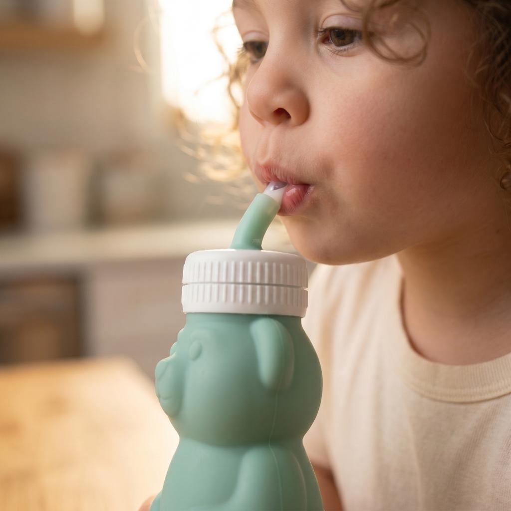 Milk And Honey Bear Straw Cup, Silicone, 8 Oz.