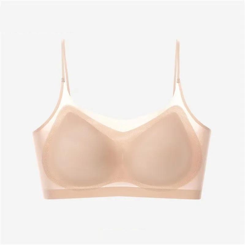 Ультратонкий бюстгальтер Push Up Bra Ice Silk Бесшовное нижнее белье Женский тонкий дышащий слинг Красивая спинка жилет для сна Бралетт Большие размеры Бюстгальтеры