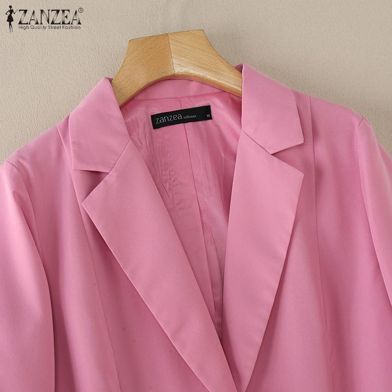 ZANZEA Женский тонкий кардиган с зазубренными лацканами и длинным рукавом