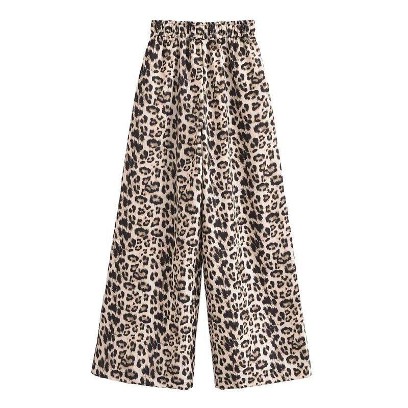 Fashion Wind 2024 Summer New Arrival Female Slim Looking Easiest for Match Linen Blend Animal Print Loose Pants 8018403