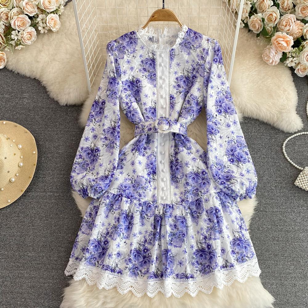 Женское однобортное платье в стиле ретро с рукавами-фонариками и принтом, женские шикарные мини-короткие пляжные платья в стиле бохо