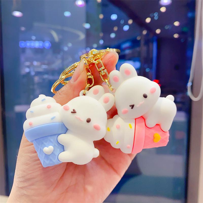 Anime Cartoon Bunny Key Chain Creative Cute Car Key Pendant Bag Doll Pendant Gift