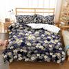 Daisy Duvet Cover Set White Floral Pattern Bedding Set Romantic Leaves And Flower Comforter Cover Full Queen For Girl Women Teen