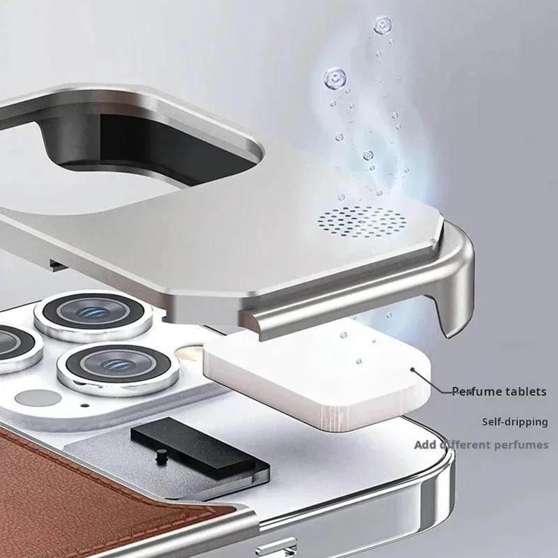 Магнитный чехол для ароматерапии из ПУ-кожи для iPhone 17 Air 11 12 13 14 15 16 Pro Max Plus Mini, чехол без рамки с поддержкой беспроводной зарядки