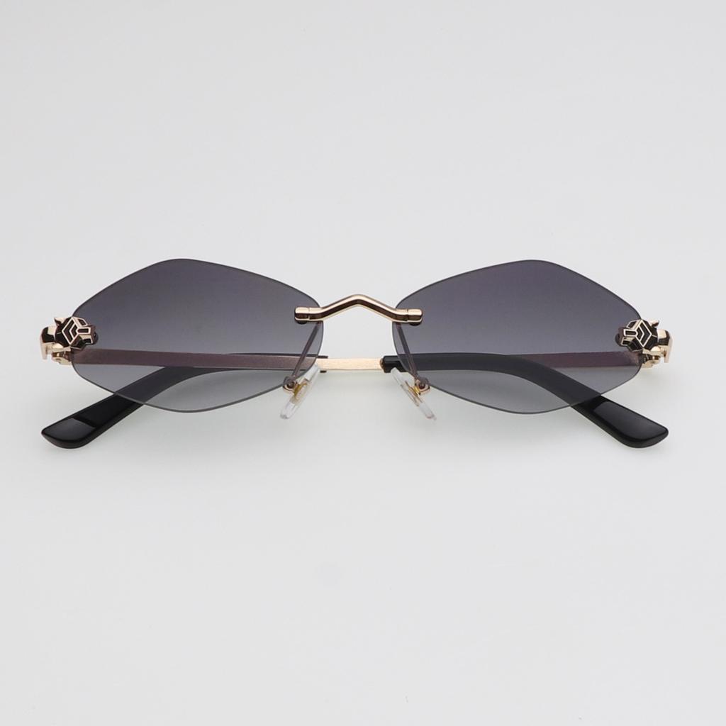 Small Rimless Cheetah Sunglasses Men Women Retro Vintage Travel Eyewear New Trend Diamond Shape UV400 Sun Glasses Google Shades