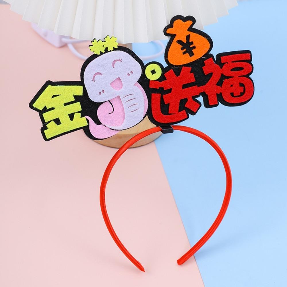 Red Snake Year Hairband Cartoon New Year Headdress 2025 Happy New Year Headband New Year Dress Up