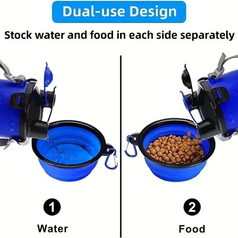 Наборы для кормления домашних животных Портативные 2 в 1 Бутылка для воды для домашних животных с контейнером для еды Собака 2 шт. Складные миски для кормления На открытом воздухе Прогулки D0018A