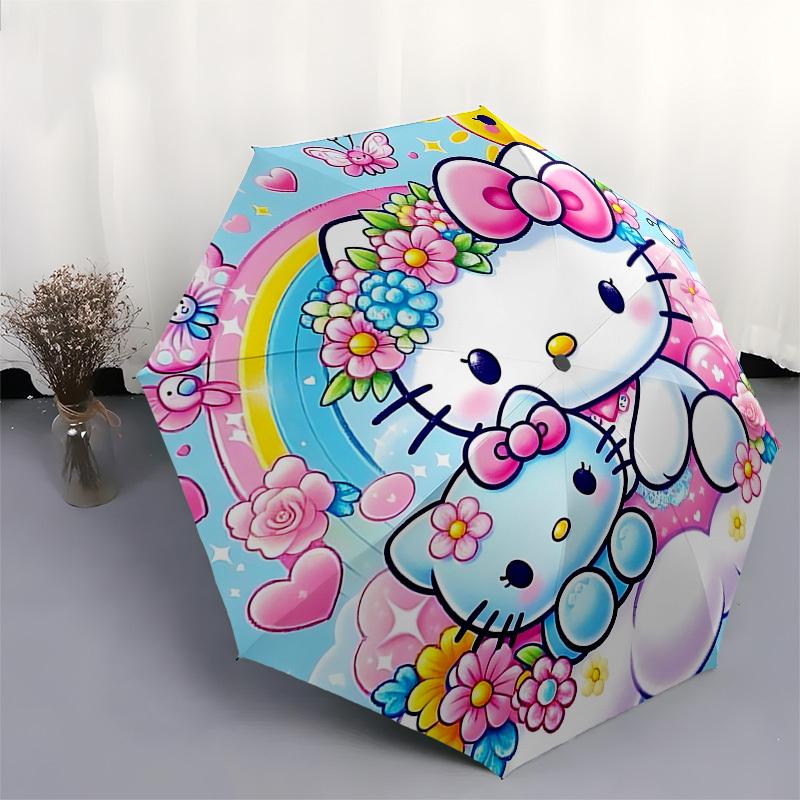 1pc Hello Kitty umbrella automatic open/close, 8-Rib Durable Frame, Compact Folding Design, Ideal Birthday/Holiday Gift 1131A