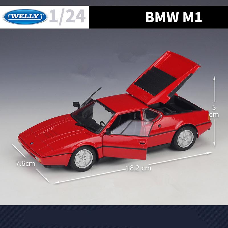 WELLY 1:24 BMW M1 Alloy Classic Sports Car Model Diecast Metal Racing Car Vehicle Model High Simulation Collection Kids Toy Gift