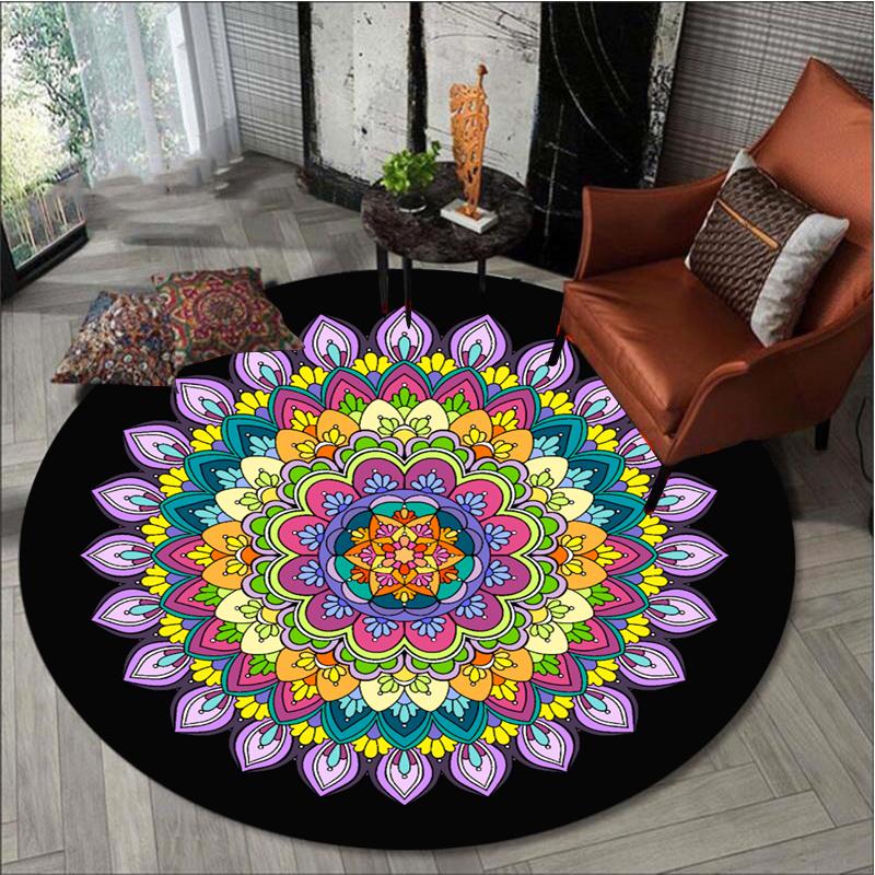 Ретро Мандала круглый ковер для гостиной скандинавский напольный коврик для детской комнаты противоскользящий коврик для компьютерного кресла коврик для спальни домашний декор