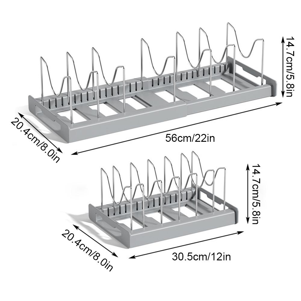 Expandable Pot Rack Organizer Multifunctional Pots And Pans Storage Organizer Space-saving Cabinet Holder for Dish Bowl and Lids