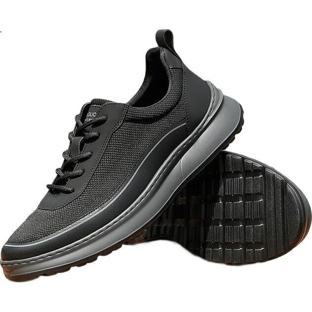 Goldlion Men's Casual Shoes, Lightweight Comfortable Breathable Sports Mesh Shoes G551410345AAE Black Size 40