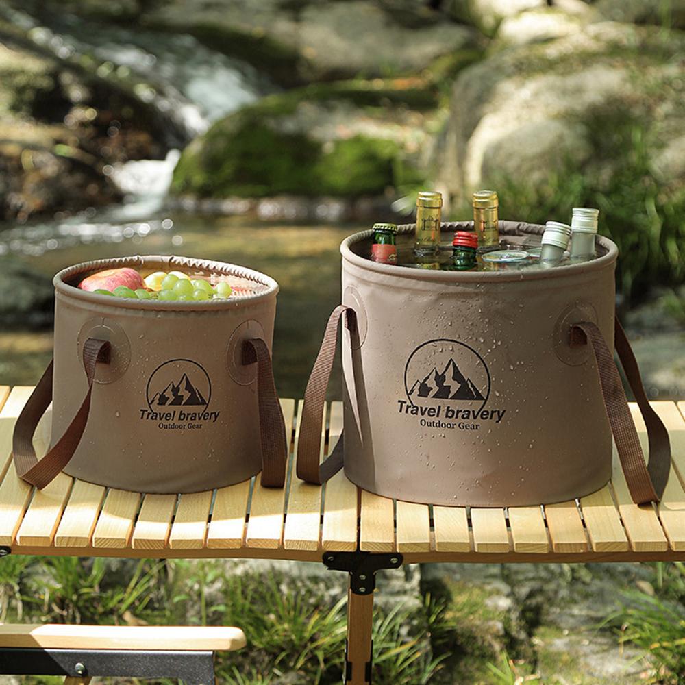 10/20L Folding Portable Bucket with Cover Car Wash Fishing Bathroom Tool Silicone Bucket Outdoor Camping Organizing Bag