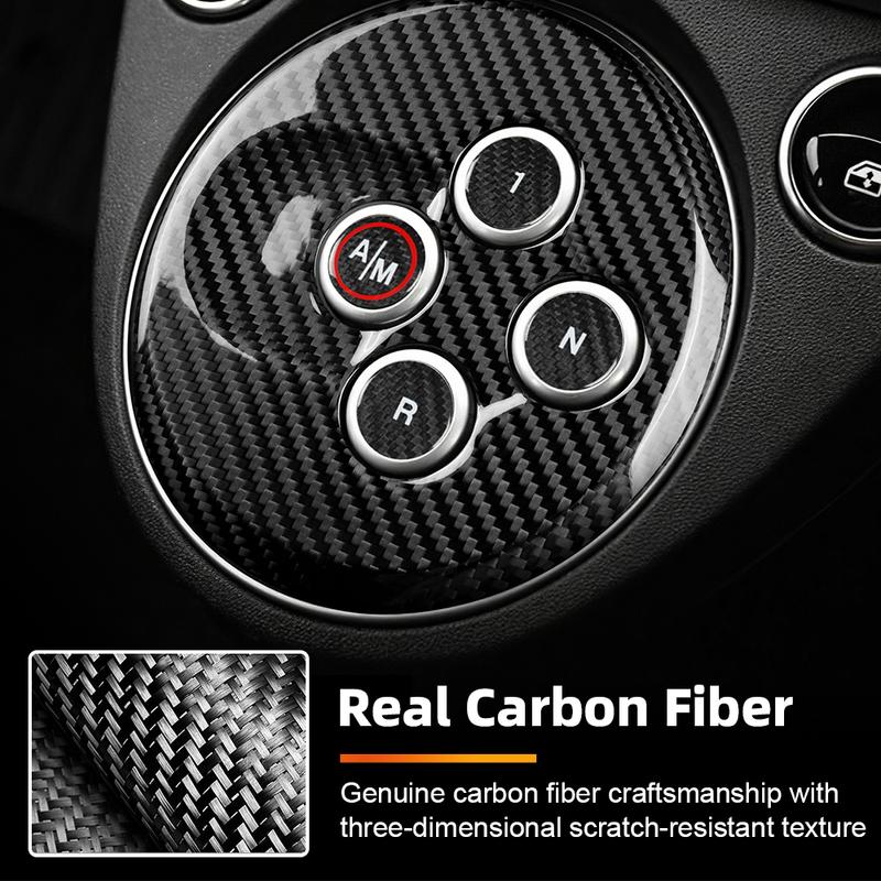 Carbon Fiber Car Gear Shift Button Switch Cover Sticker For Fiat 500 Abarth 595 695 12-23 Auto Interior Decoration Accessories