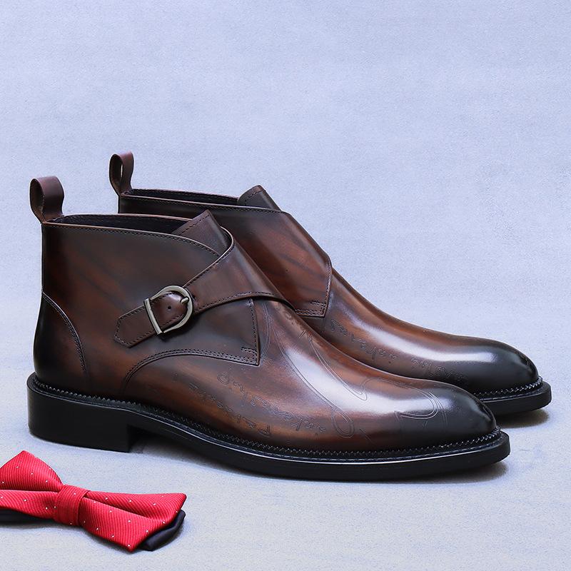 Новые британские ботильоны мужские из натуральной кожи черного кофейного цвета, дышащие, модные, с пряжкой, на ремне, мужские формальные туфли