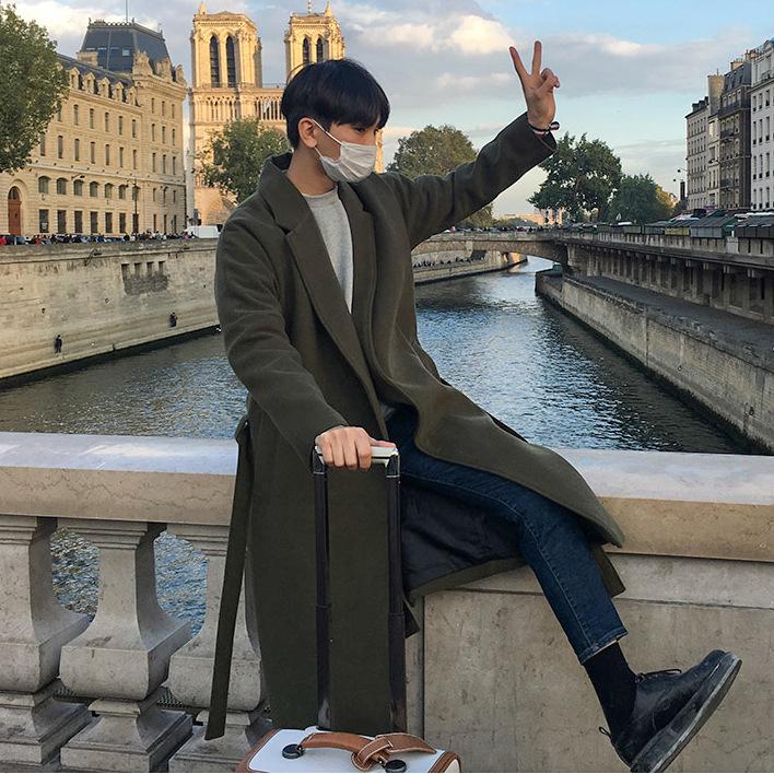 Осенне-зимнее мужское утолщенное теплое пальто Мужское свободное пальто шерстяное пальто