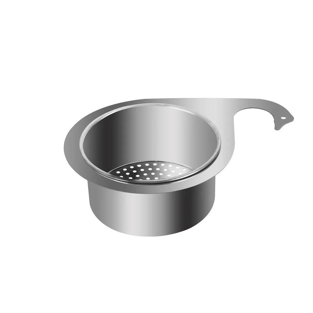 Basket Stainless Steel Sink Drain Kitchen Hanging Storage Drain Rack Dry and Wet Separation Hook Garbage Filter Basket