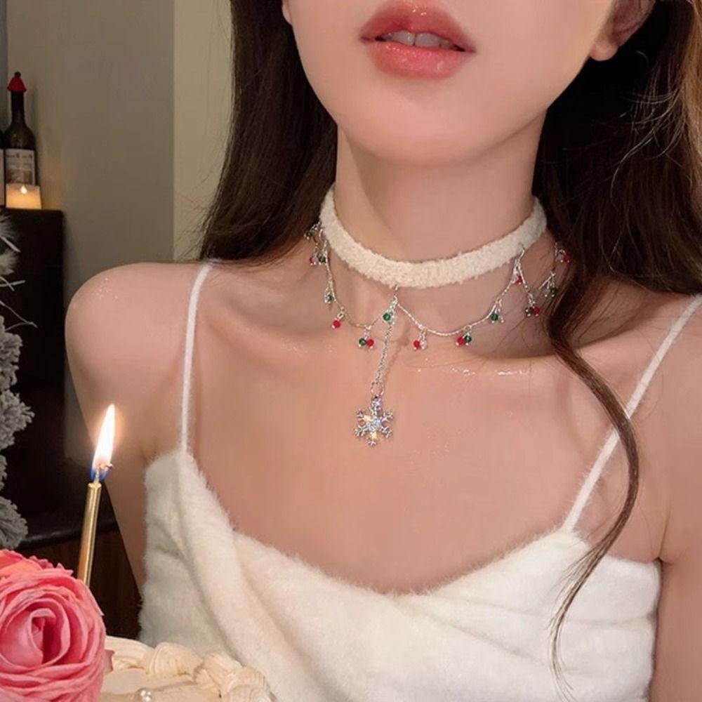Tassel Christmas Plush Choker Santa Claus Xmas Clavicle Chain Jewelry Accessories