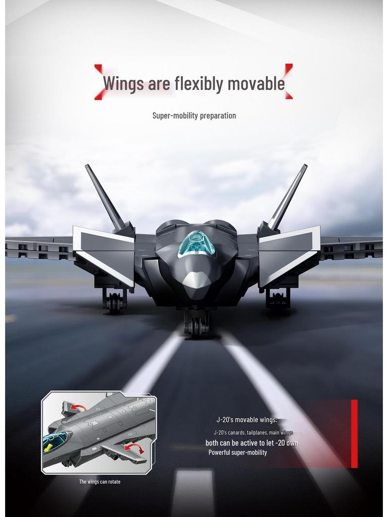 Модель-конструктор истребителя-невидимки J-20, совместимый с LEGO