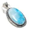 Republic Larimar Gemstone 925 Sterling Silver Jewelry Pendant 2.80"