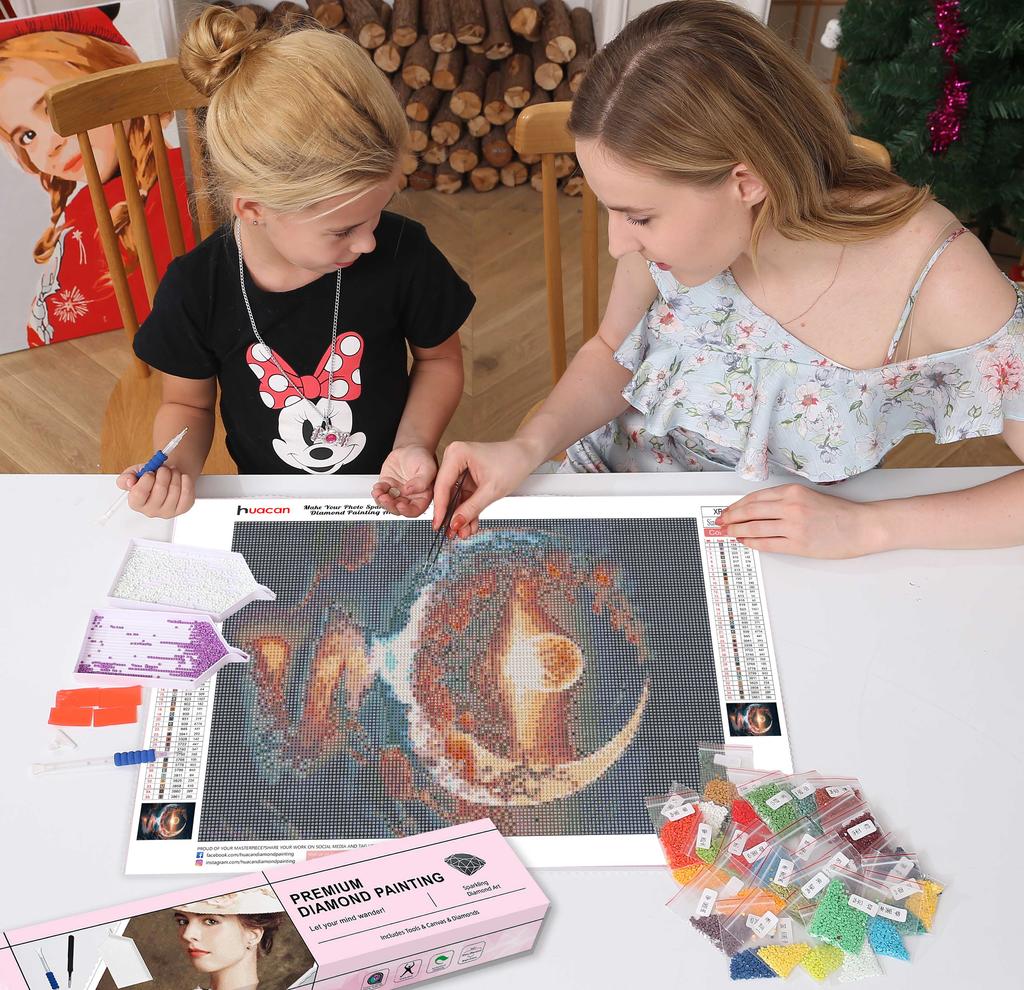 HuaCan алмазная живопись DIY комплект ночной пейзаж картина полная круглая дрель мозаика картины с луной вышивка домашний декор