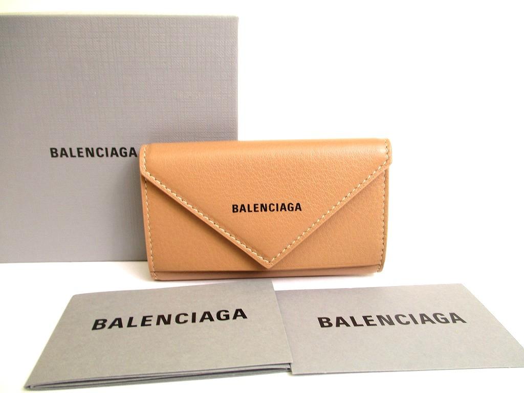 Оригинальный BALENCIAGA Бумажный Бежевый Кожаный Серебряный Металлофурнитура 6 Фото Брелок #b046 Открытая коробка