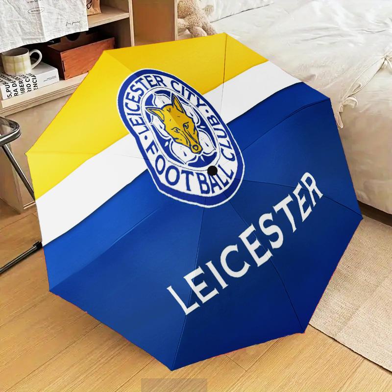 Leicester Football Club Crest Automatic Folding Umbrella - 8-Rib Travel Umbrella with Auto Open/Close & Portable Gifts for holidays or birthdays