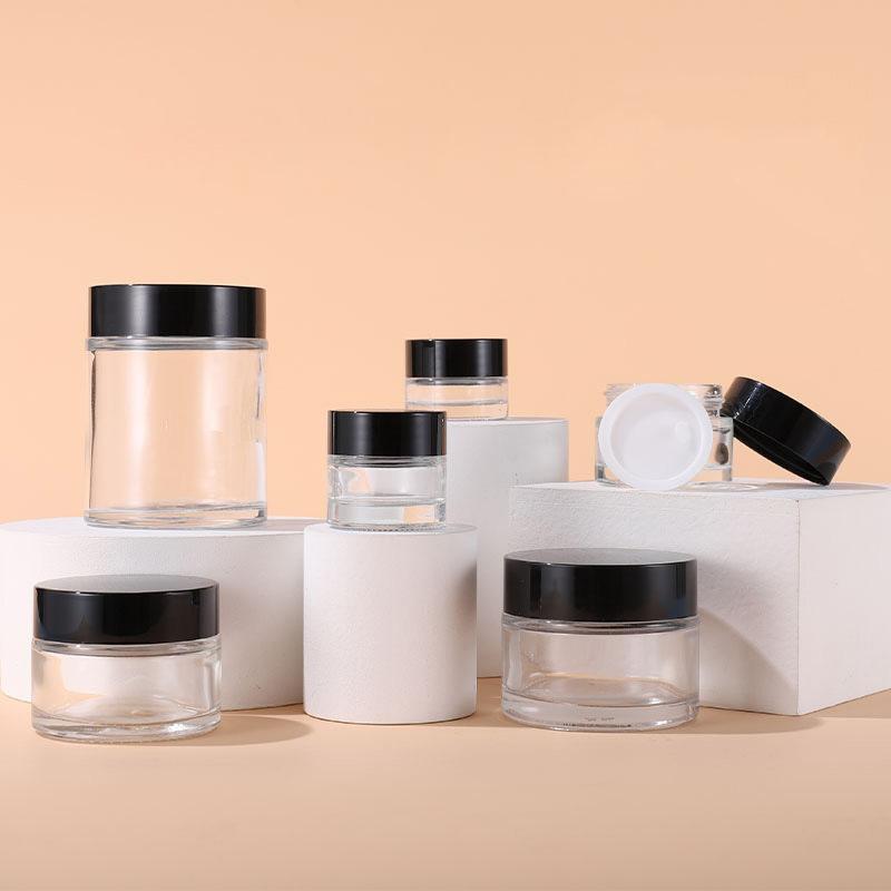 Plastic Empty Jars With Black Lids Canister Face Cream Container Storage Box Portable Travel Bottle Home Supply Makeup Tool