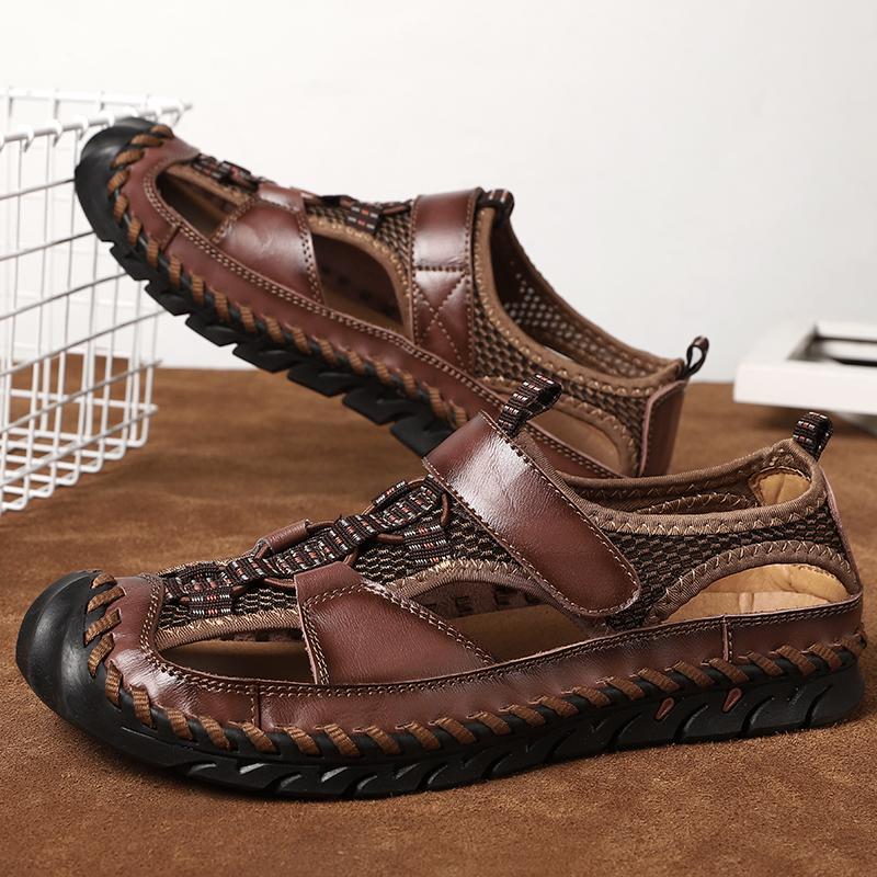 Men's Handmade Sandals Outdoor Sandals Leather Sandals Beach Shoes Hiking Outdoor Leather Sandals