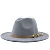 New Men Women Flat Brim Panama Style Wool Felt Jazz Fedora Hat Cap Gentleman Europe Formal Hat White Floppy Trilby Party Hat