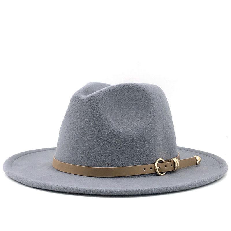 New Men Women Flat Brim Panama Style Wool Felt Jazz Fedora Hat Cap Gentleman Europe Formal Hat White Floppy Trilby Party Hat