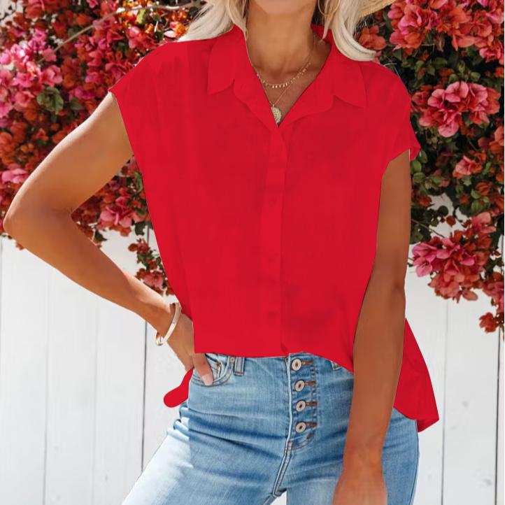 BITCED Женские рубашки Женские топы Без рукавов V-образный вырез Однотонные женские блузки