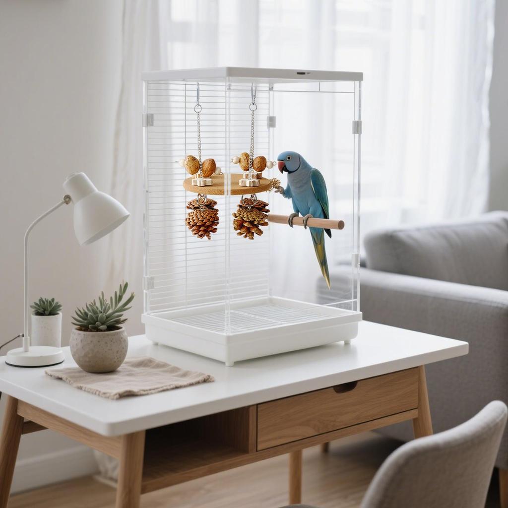 Cockatiel Toys Interactive Natural Funny Chew Swing Foraging Toys Bird Cage Accessories For Budgerigar Canary Conure Macaw