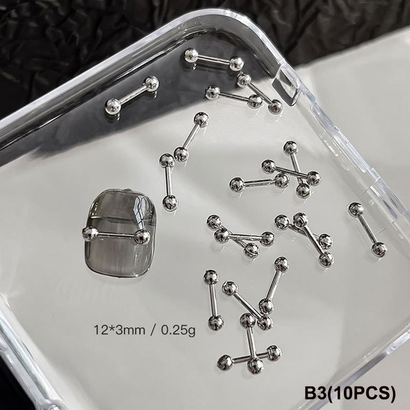 10 шт. Смешанный сплав Ретро Круг Ногти Арт Шармы 3D Панк Стиль Черный Серебристый Детали для Ногтей Украшение для Ногтей Маникюр Аксессуары