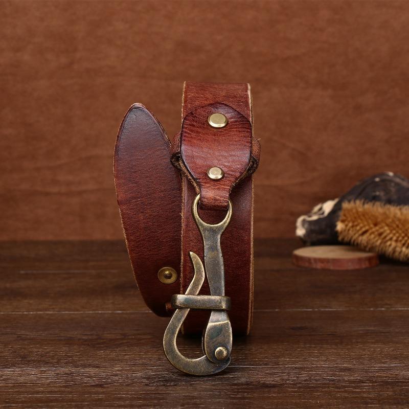 Ремень мужской замок промытый старый ретро медный ремень ручной работы из коровьей кожи первого слоя