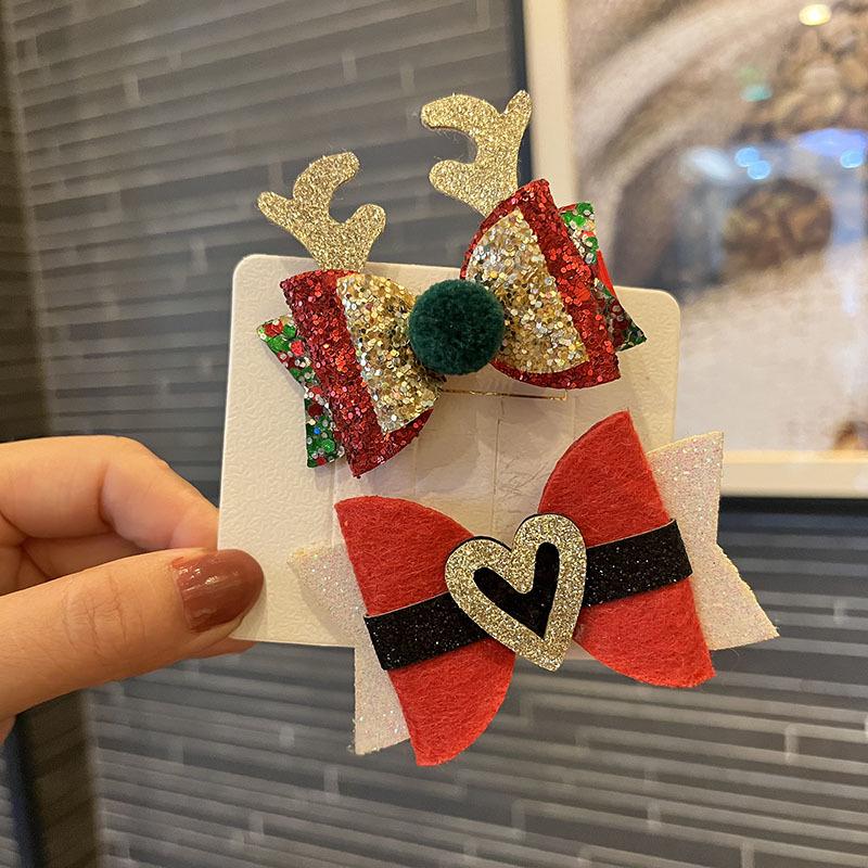 Милые рождественские заколки-банты для девочек - Нарядные боковые заколки и аксессуары для челки