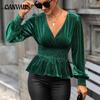 Autumn and Winter Women's Blouse Solid Color Temperament Elegant Long-sleeved Blouse