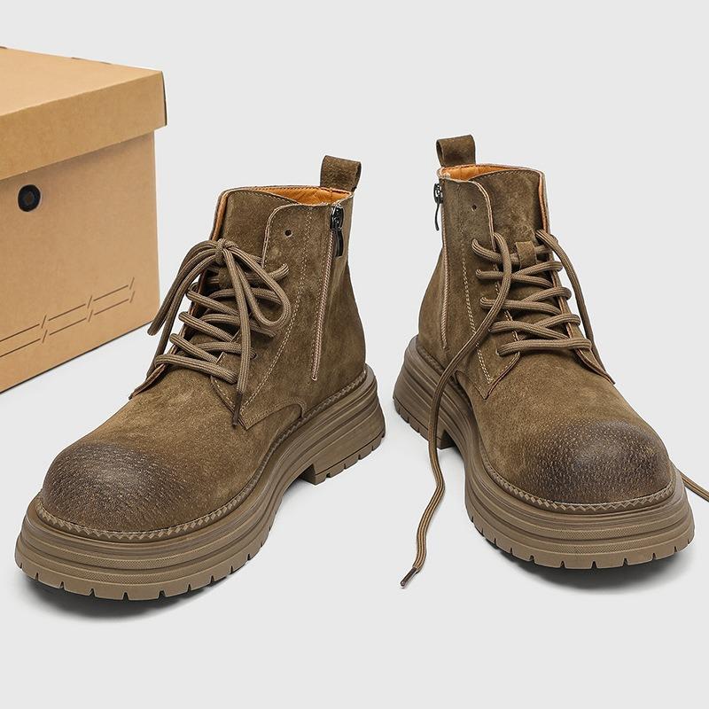 Мужские ботинки из замшевой кожи, ботинки для верховой езды, мужские повседневные ботинки на толстой подошве, модные рабочие ботинки