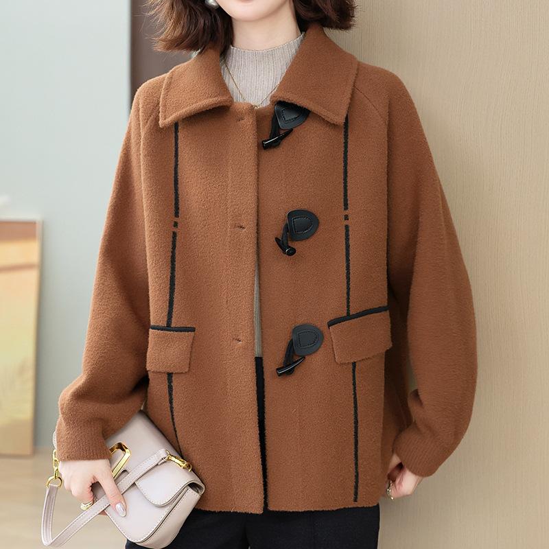 Женская осенне-зимняя повседневная куртка, модная шерстяная куртка на пуговицах