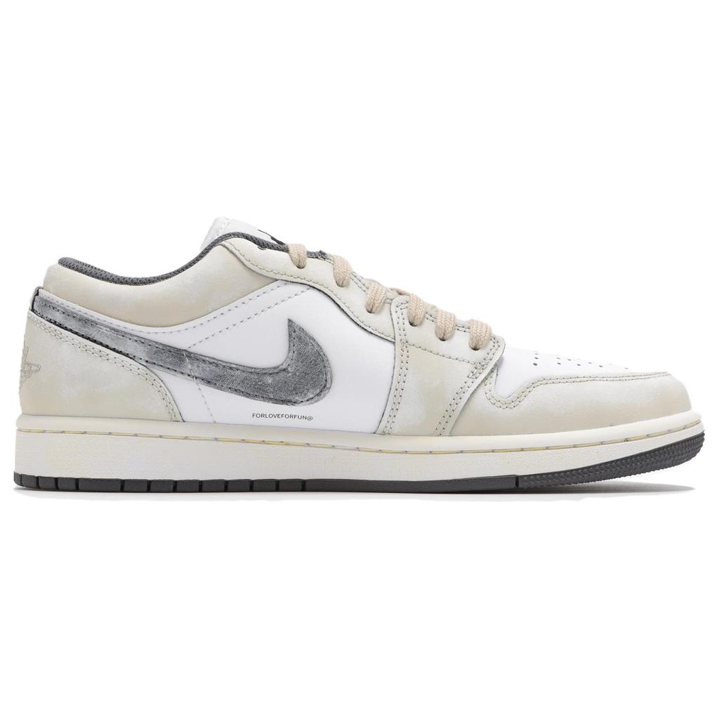 Jordan Air Jordan 1 Износостойкие Низкие Винтажные Баскетбольные Кроссовки Унисекс Бежевый Желтый 553558-152(Командачетыре-)