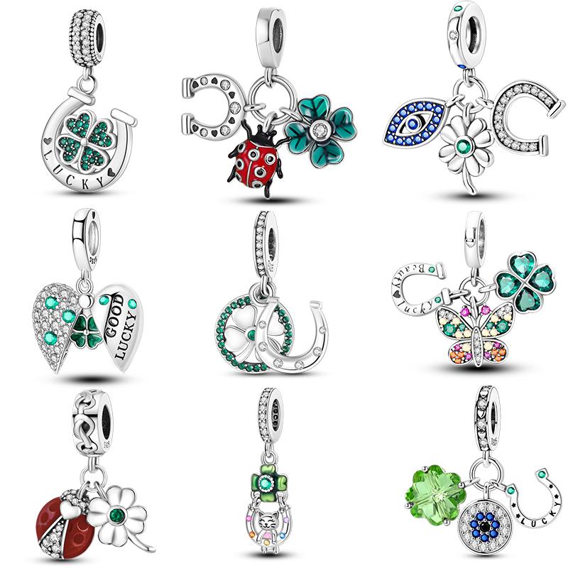 Медь Четырехлистный Клевер Серия Подвески Бусины Подходят Для Оригинального Браслета 3 мм Ожерелье Сделай Сам День Рождения Изысканные Ювелирные Изделия Подарок