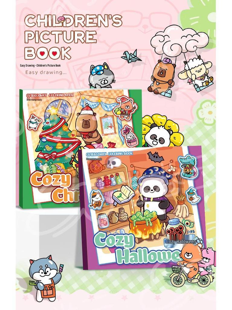 Monster Series Coloring Book: Cartoon-Themed for Elementary Students - Christmas & Halloween