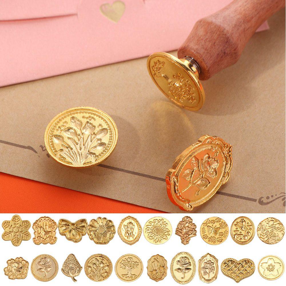 8/10/12Pcs Retro Wax Seal Stamp Head Kit Multishape Enamelled Seal Heads Gift Packing