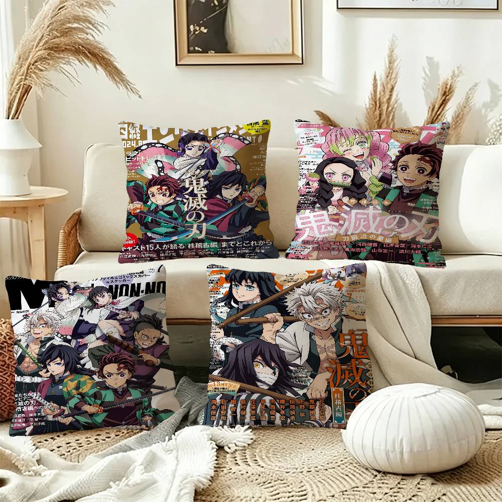 Classic Anime Demon Slayer Decorative Room Aesthetics Pillow Case Home Decor Bedroom Sofa Bed Couch Pillow Cover x