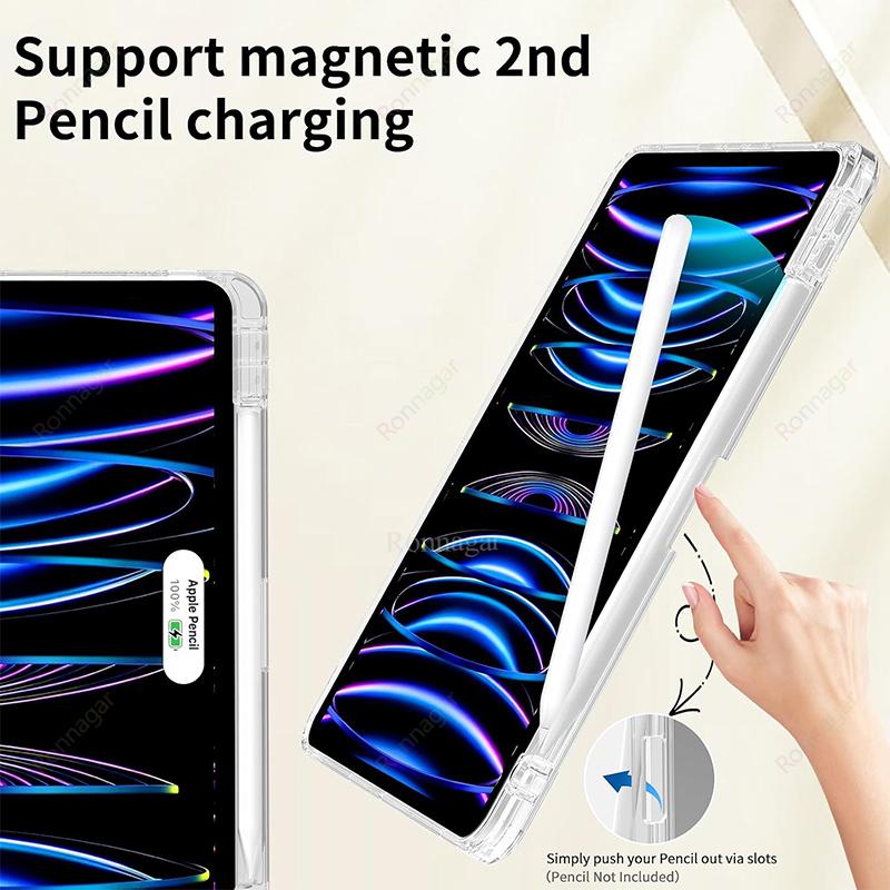 С держателем для карандаша Чехол для iPad A16 11-го Air11 13 дюймов M3 M2 iPad Pro11 12.9 13M4 M5 Air4 5 10-го 9-го 8 7 9.7 10.2 10.5