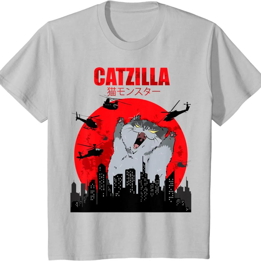 Funny Cute Art Japanese Cat Graphic For Cat Lover Catzilla T-Shirt