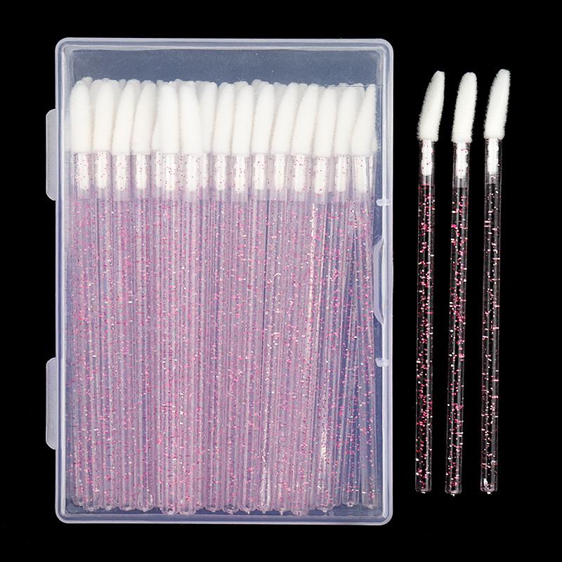 50 шт. Нейлоновая кисть для губ, инструменты для макияжа с хрустальной ручкой