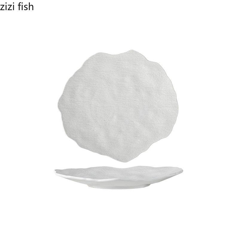 Керамическая обеденная тарелка для ресторана, нестандартная тарелка для стейка, десертная тарелка, тарелки для закусок, салатные тарелки, тарелки для пасты, чисто белая столовая посуда